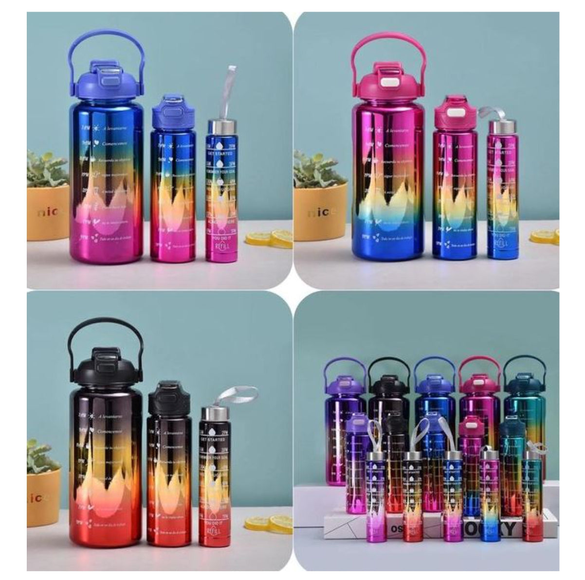 Trio Botella Motivacional + Funda